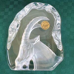 Cristal D'Arques France 24% Lead Crystal Alpine Goat Sculpture Paperweight